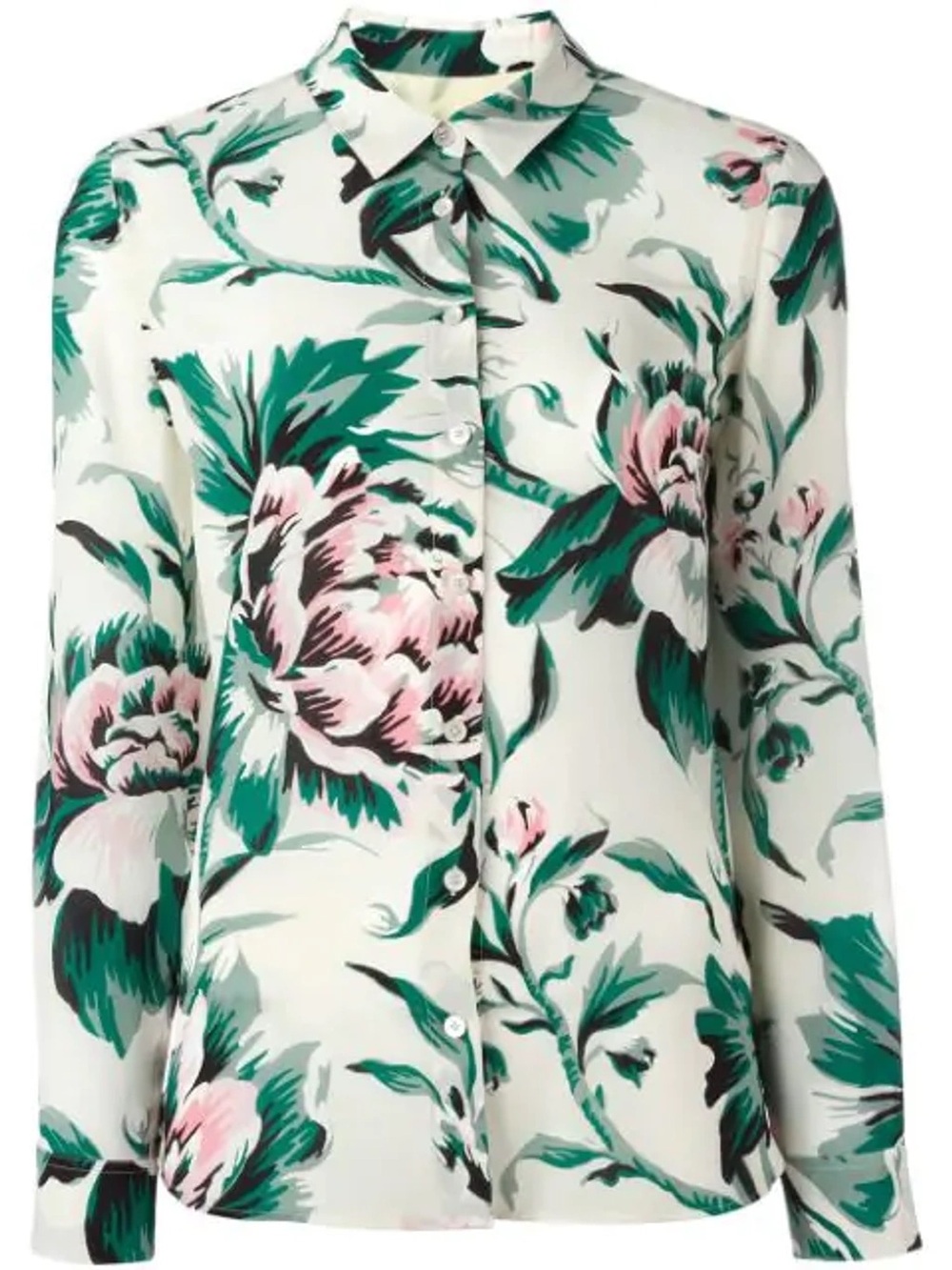 Aster Peony Rose Print Silk Shirt